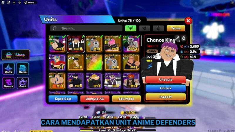 Unit Anime Defenders: Daftar lengkap dan Cara Mendapatkannya