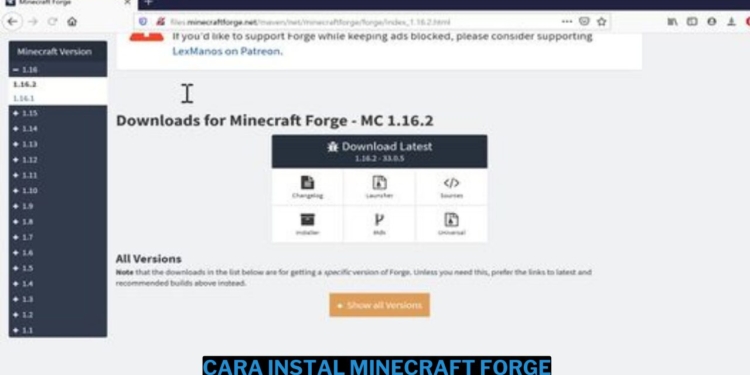 Cara instal minecraft forge dengan mudah