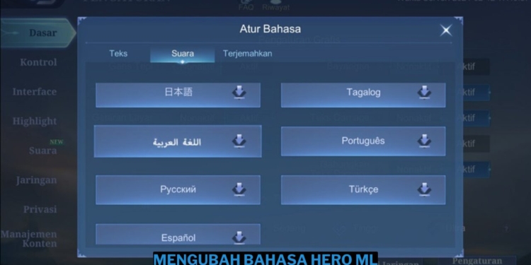 Cara mengubah bahasa suara hero mobile legends