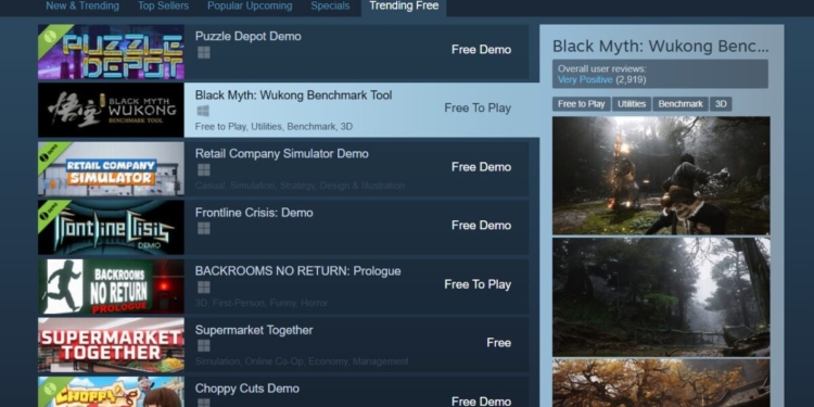 Pisahkan game free to play dan demo, steam tambah tab trending free