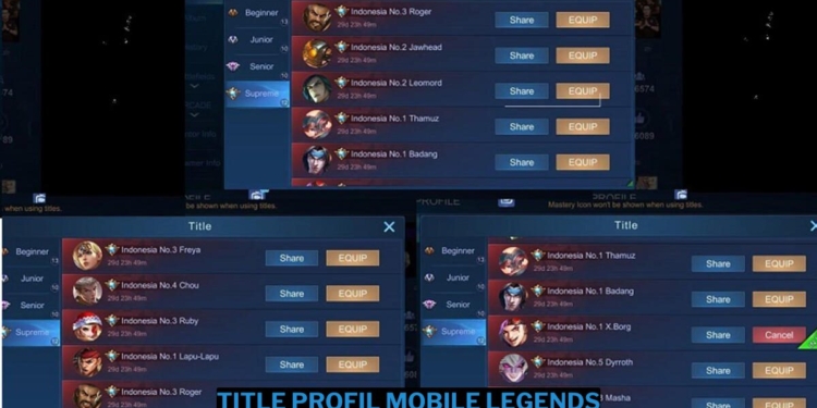 Inilah cara menampilkan title di profil mobile legends