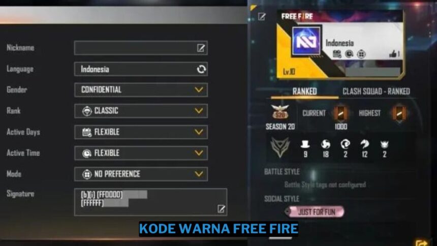 Cara menambahkan kode warna free fire