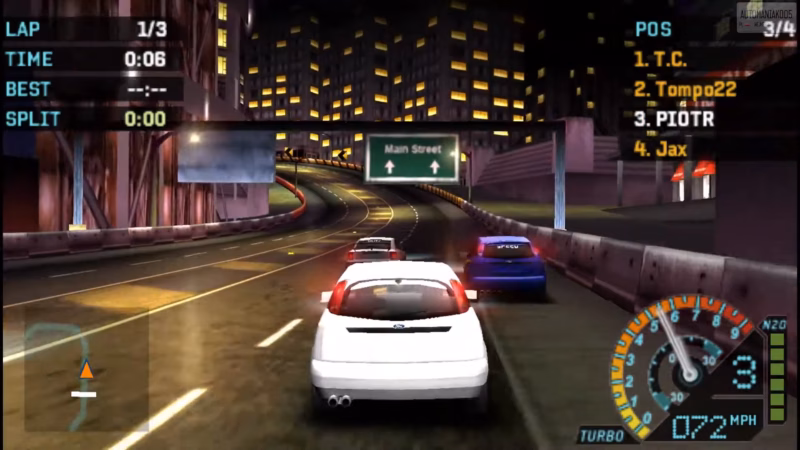 Gambar tampilan game Need For Speed Underground di PSP versi UK
