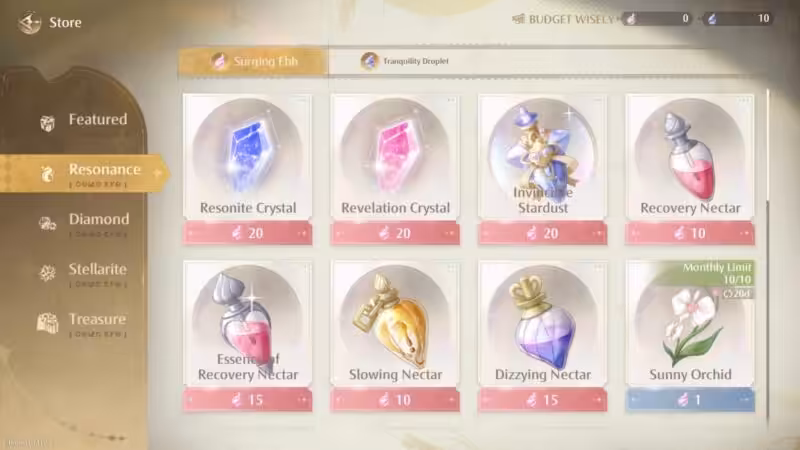 Tampilan Store Game Infinity Nikki