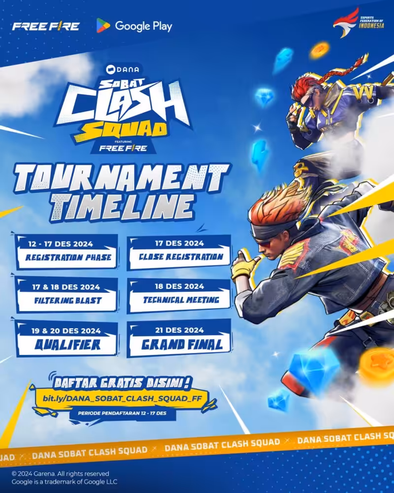 DANA dan Google Play Hadirkan Turnamen Free Fire di Akhir Tahun 2 2 Tournament Timeline