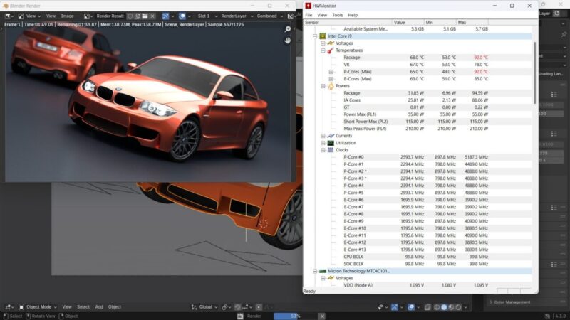 Screenshot Blender 3d Dan Hwmonitor