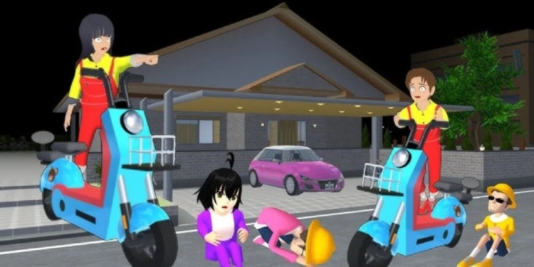 Cara berkendara motor listrik di sakura school simulator gadget viva