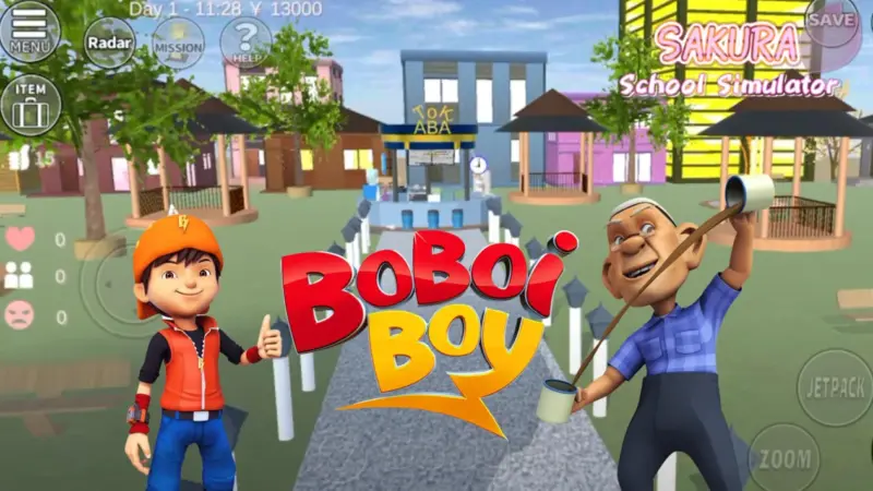 Cara bermain ke rumah boboiboy dan warung tok aba sakura school simulator