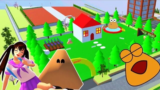 Cara bermain ke taman pou di sakura school simulator