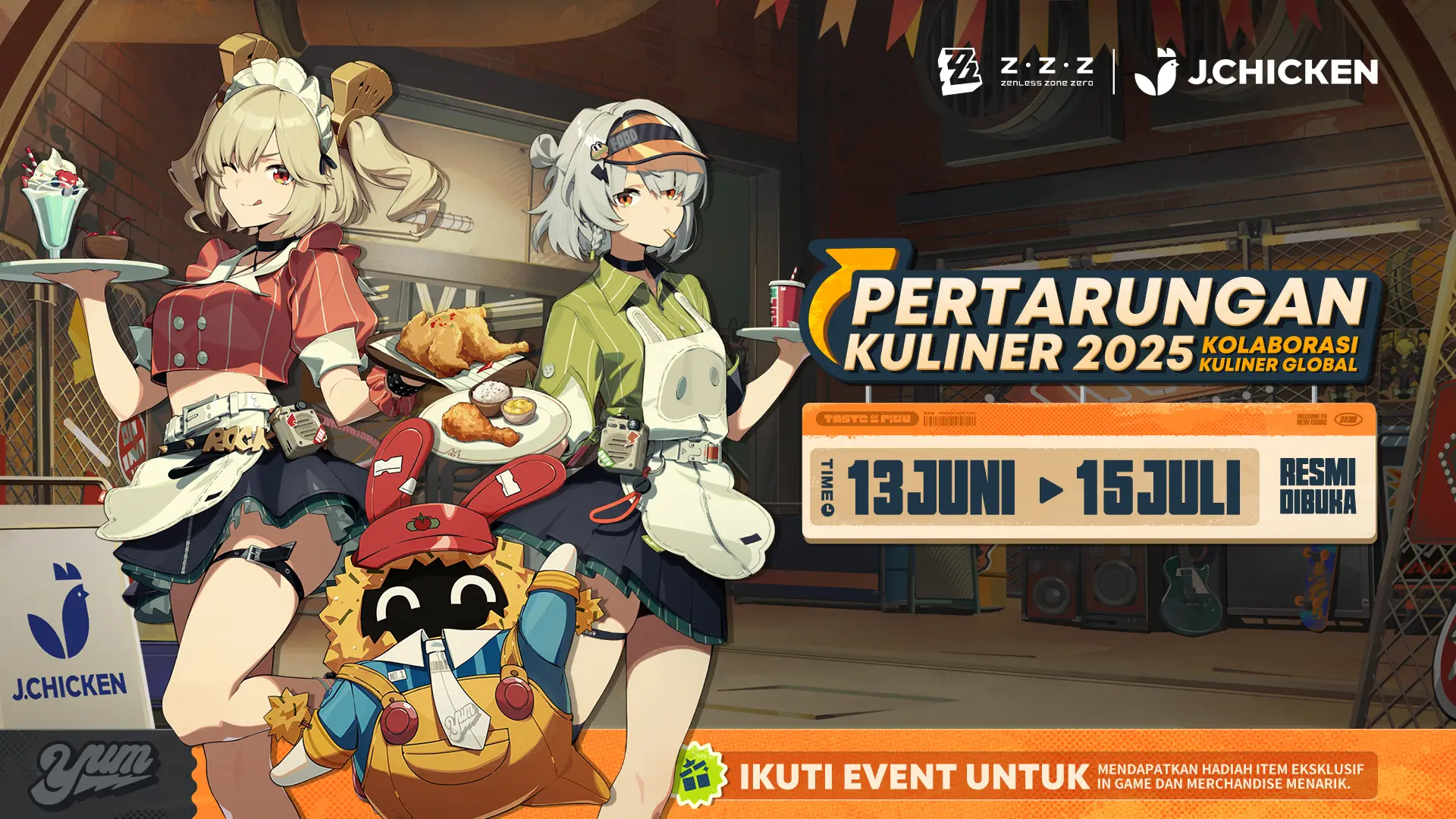 Zenless zone zero kolaborasi dengan j. Chicken dalam promo makanan terbatas di indonesia