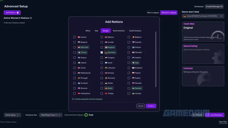 Pilihan negara untuk women s league fm26