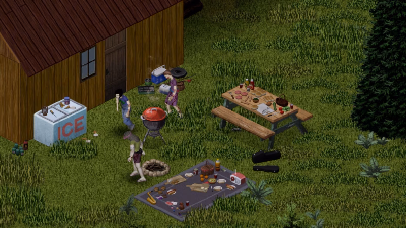 Gambar dari game Project Zomboid yang menampilkan suasana bertahan hidup di dunia zombie