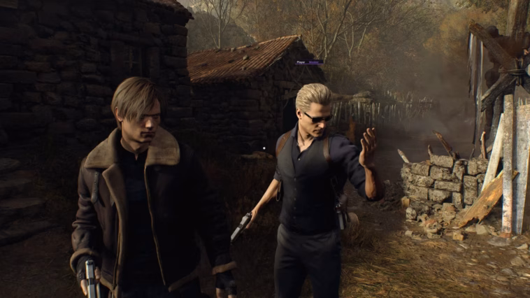 Gambar menunjukkan mode multiplayer Co-Op dalam Resident Evil 4 Remake