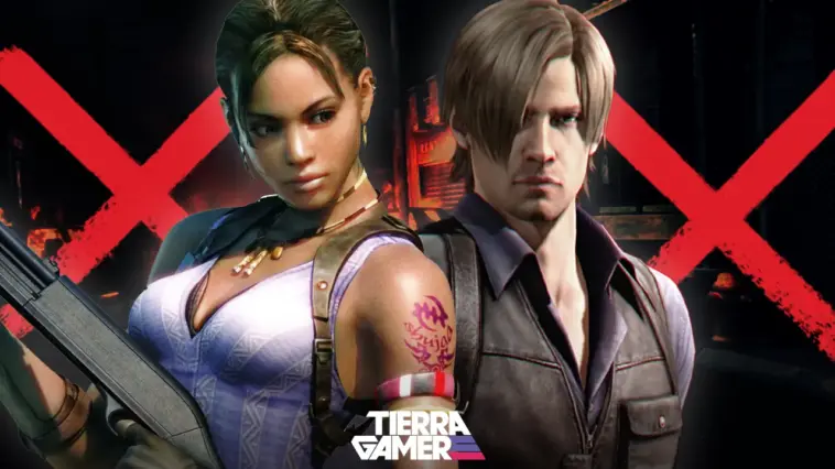 Logo Capcom dan gambar karakter dari Resident Evil 5 dan 6