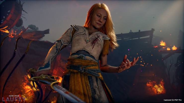 Gambar karakter Laufey dari God of War dengan informasi rilis versi disc tahun 2027