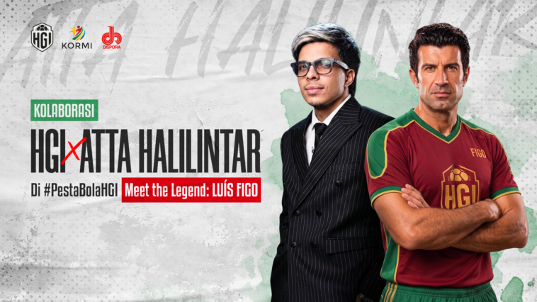 Atta Halilintar dan Luis Figo berpose bersama dalam acara tertentu