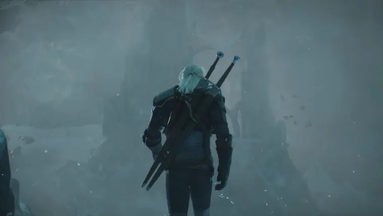 Logo CD Projekt RED dan gambar modder bekerja pada remaster The Witcher 3