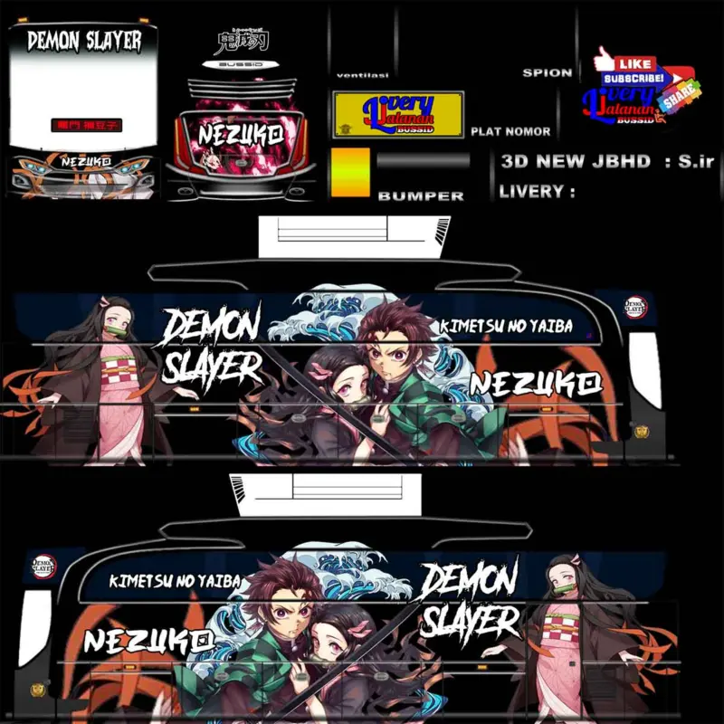 Livery BUSSID Yudistira HD Anime - Demon Slayer
