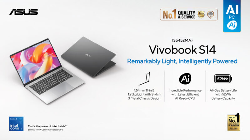 ASUS Vivobook S14 Terbaru Hadir dengan Performa Intel® Core™ Series 3 1 ASUS Vivobook S14 Terbaru Hadir dengan Performa Intel® Core™ Series 3