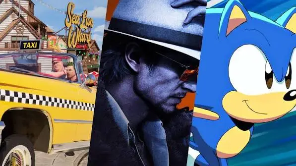 Logo SEGA dan Netflix dengan gambar karakter dari Crazy Taxi dan Sonic