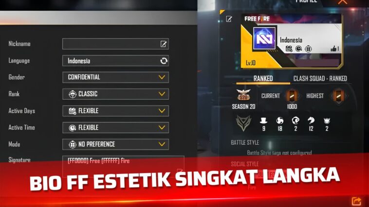 Kumpulan Bio FF Estetik Singkat Langka yang Keren dan Unik untuk Profil Free Fire